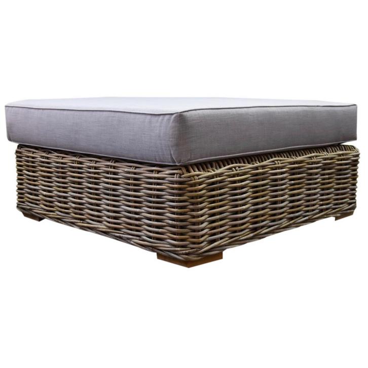 Serva voetenbank met kussen naturel rotan - suntech grey, Tuin en Terras, Tuintafels, Nieuw, Ophalen of Verzenden