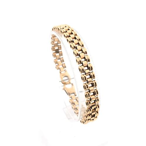 Gouden fantasie schakel armband | 18 cm (rolex schakel), Sieraden, Tassen en Uiterlijk, Armbanden, Overige kleuren, Gebruikt, Goud