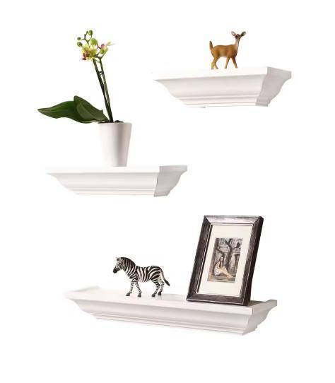 Set van 3 Barok Wandplanken – Zwevende MDF Wandrekken Wit, Huis en Inrichting, Kasten | Wandmeubels, Nieuw, Verzenden