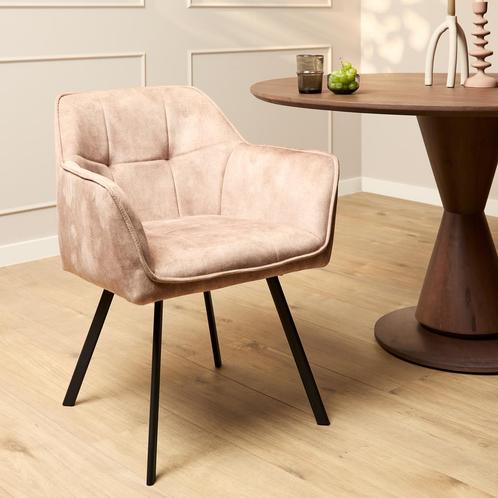 Eetkamerstoel Emma Velvet | Taupe | Met armleuning, Huis en Inrichting, Stoelen, Nieuw, Ophalen of Verzenden