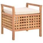 Opbergbankje Walnoot 49cm - Retourdeal - Praktisch & Stij..., Eenpersoons, Minder dan 75 cm, Nieuw, Natuurlijk