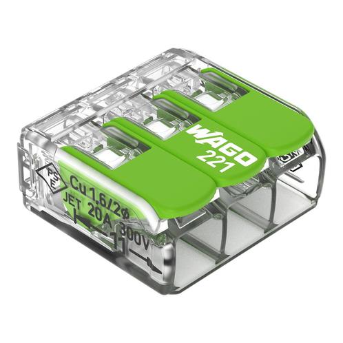 WAGO 221-423 Driefasige Hefconnector 4mm² - 221-423 [50, Doe-het-zelf en Verbouw, Elektra en Kabels, Overige typen, Nieuw, Verzenden
