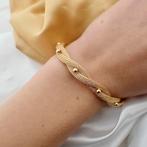 18 Krt. Vintage gouden brede armband | 19,0 cm, Sieraden, Tassen en Uiterlijk, Armbanden, Ophalen of Verzenden, Gebruikt, Overige kleuren