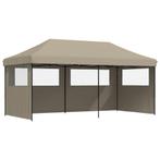 Partytent inklapbaar pop-up met 3 zijwanden taupe, Verzenden, Nieuw, 2 meter of meer, Partytent