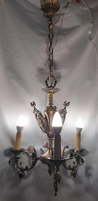 Plafondlamp - gouden brons en keramiek, Antiek en Kunst, Curiosa en Brocante