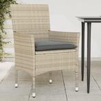 vidaXL Tuinstoelen 2 st met kussens poly rattan lichtgrijs, Tuin en Terras, Tuinstoelen, Verzenden, Nieuw, Rotan