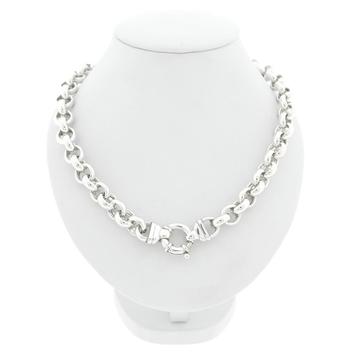 Zilveren robuuste jasseron schakel ketting | 44 cm beschikbaar voor biedingen
