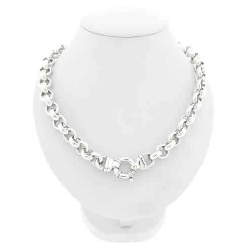 Zilveren robuuste jasseron schakel ketting | 44 cm, Sieraden, Tassen en Uiterlijk, Kettingen, Overige kleuren, Gebruikt, Zilver
