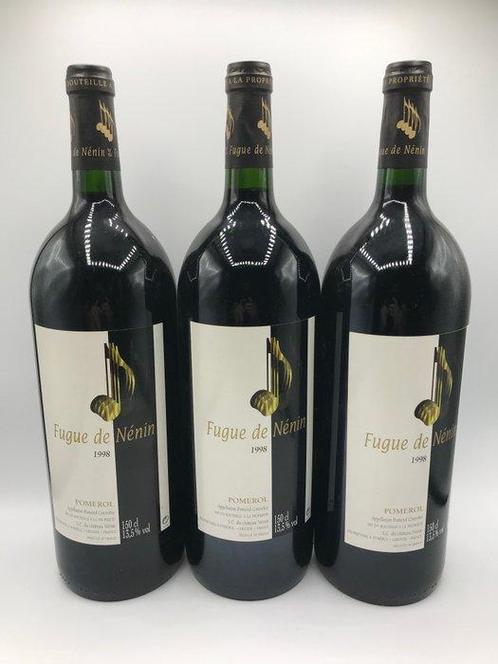 1998 Fugue de Nenin - Pomerol - 3 Magnums (1.5L), Verzamelen, Wijnen