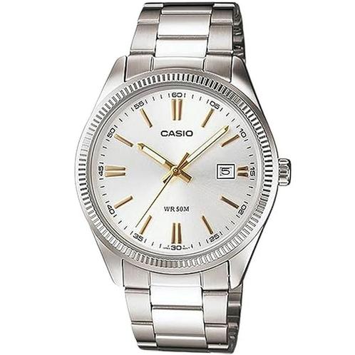Horloge Heren Casio DATE - SILVER, GOLD INDEXES (Ø 39 mm), Sieraden, Tassen en Uiterlijk, Zonnebrillen en Brillen | Heren, Verzenden