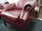 Wijnrood Leren Chesterfield clubfauteuil – Showmodel !!, Huis en Inrichting, Fauteuils, Ophalen, Zo goed als nieuw, Leer, CHESTERFIELD