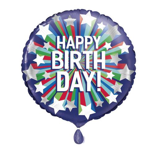 Helium Ballon Happy Birthday Sterren 45cm leeg, Hobby en Vrije tijd, Feestartikelen, Nieuw, Verzenden