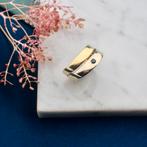 Bicolor gouden ring met zwarte moissanite (zwarte mossanite), Gebruikt, Overige kleuren, Ophalen of Verzenden, 17 tot 18