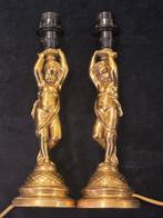 Tafellamp (2) - Verguld brons - Antieke lampen met putti