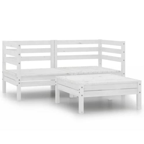 vidaXL 3-delige Loungeset massief grenenhout wit, Tuin en Terras, Tuinsets en Loungesets, Loungeset, Nieuw, Verzenden