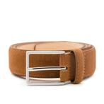 Suède heren riem Bobby - cognac - 3,5cm breed - Maat: 105 cm, Bruin, Verzenden, Echt leder, Nieuw