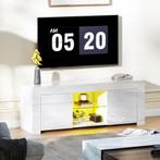 TV-kast Met LED-verlichting, 2 Kastdeuren, Glazen Plank, Kab, Verzenden, Nieuw