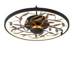 Art Deco plafonnière zwart met goud 3-staps dimbaar - Bota, Verzenden, Nieuw, Art Deco