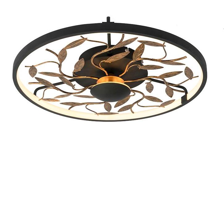 Art Deco plafonnière zwart met goud 3-staps dimbaar - Bota, Huis en Inrichting, Lampen | Plafondlampen, Nieuw, Verzenden