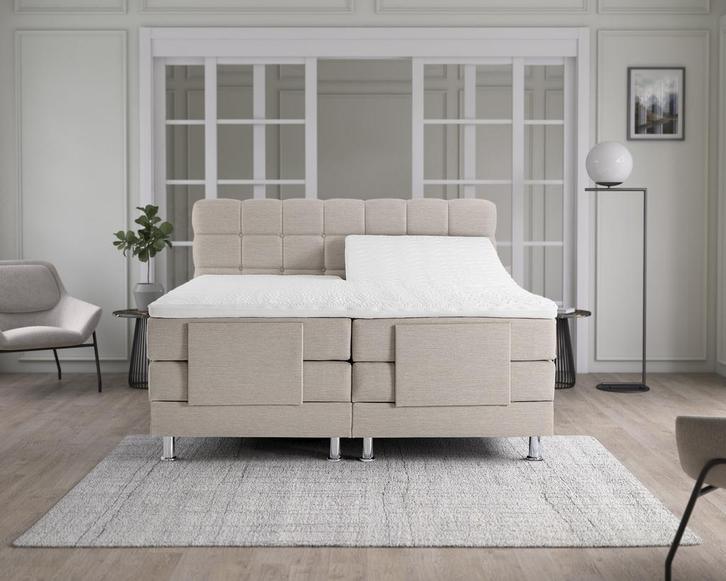 Elektrische Boxspring Arizona - Beige - 200 x 200 cm, Huis en Inrichting, Slaapkamer | Boxsprings, 200 cm, Beige, Overige maten
