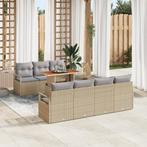 vidaXL Tuin Sofa Set 8 pcs Beige en Grijs Groot Riet en, Verzenden, Nieuw, Rotan
