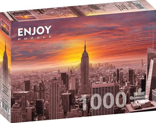 Sunset Over New York Skyline Puzzel (1000 stukjes) | Enjoy, Hobby en Vrije tijd, Denksport en Puzzels, Nieuw, Verzenden