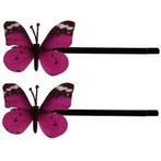 Schuifspeldjes stoffen vlindertje paars - 4 cm NIEUW, Ophalen of Verzenden, Nieuw