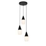 Moderne hanglamp zwart met opaal glas 3-lichts - Drop, Huis en Inrichting, Lampen | Hanglampen, Nieuw, Glas, Modern, 75 cm of meer