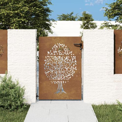 vidaXL Poort 85x125 cm boomontwerp cortenstaal, Tuin en Terras, Tuinpoorten, Nieuw, Verzenden
