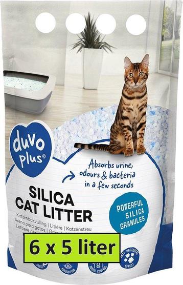 Duvo+ Premium Silica Kattenbakvulling 6 x 5 Liter beschikbaar voor biedingen