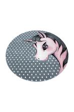 Rond Kindervloerkleed | Kids | Eenhoorn | Roze | 120x120 cm, Verzenden, Nieuw