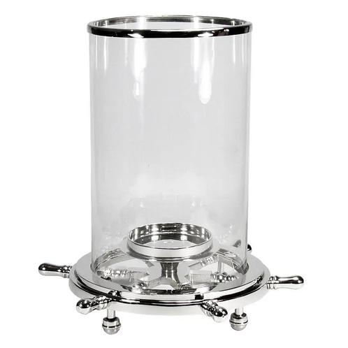 Windlicht Hector 44x44x32cm scheepsbesturing zilver, Huis en Inrichting, Woonaccessoires | Kandelaars en Kaarsen, Nieuw, Ophalen of Verzenden