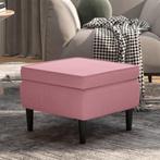 vidaXL Kruk met houten poten fluweel roze, Huis en Inrichting, Stoelen, Verzenden, Nieuw