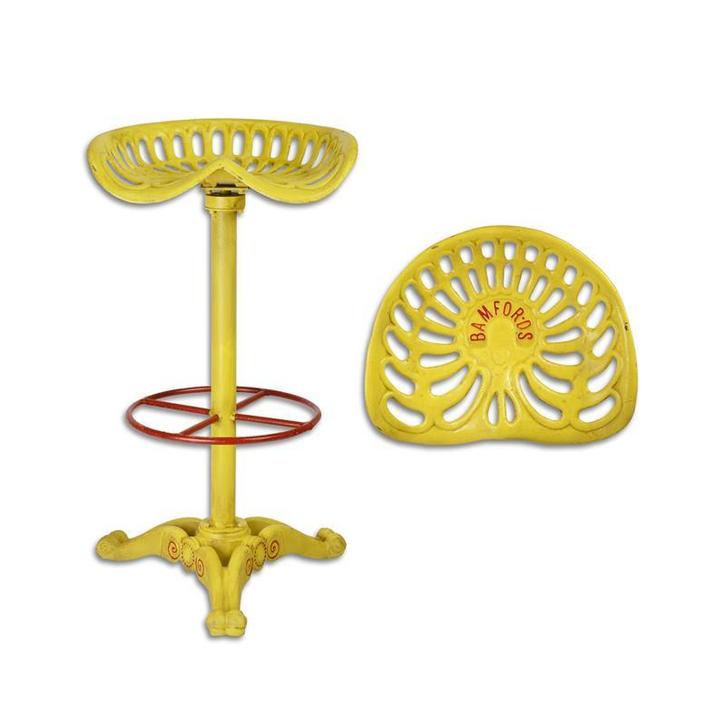 GIETIJZEREN BARKRUK, GEEL EN ROOD (Beeldjes - Decoratie), Antiek en Kunst, Kunst | Beelden en Houtsnijwerken, Verzenden