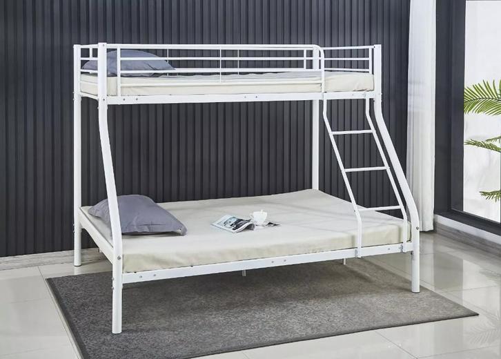 Stapelbed | Drie persoons | Trio bed | Wit of Zilver, Huis en Inrichting, Slaapkamer | Stapelbedden en Hoogslapers, 200 cm, Tweepersoons