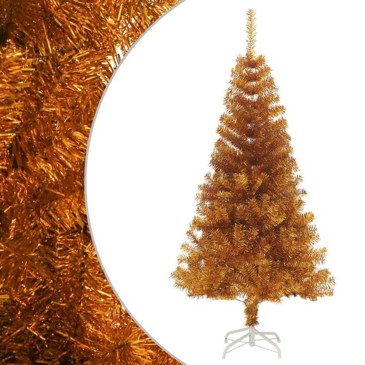 vidaXL Kunstkerstboom met standaard 120 cm PET goudkleurig, Diversen, Kerst, Nieuw, Verzenden
