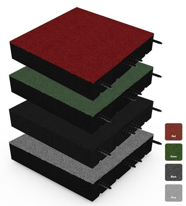 Rubber tegel met pen- en gat verbinding 50x50 cm - 110 mm, Tuin en Terras, Tegels en Klinkers, Verzenden