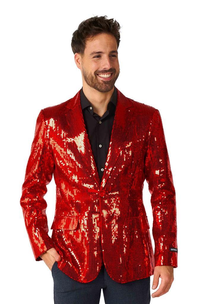 Rode Glamour Colbert Pailletten Rood Heren, Kleding | Heren, Carnavalskleding en Feestkleding, Nieuw, Ophalen of Verzenden