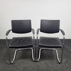 Zwart Slede Vergaderstoel (Set van 2), Ophalen of Verzenden, Gebruikt, Zwart