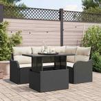 vidaXL Tuin Sofa Set met kussen 5 pcs Zwart Poly riet, Tuin en Terras, Tuinsets en Loungesets, Verzenden, Nieuw, Rotan