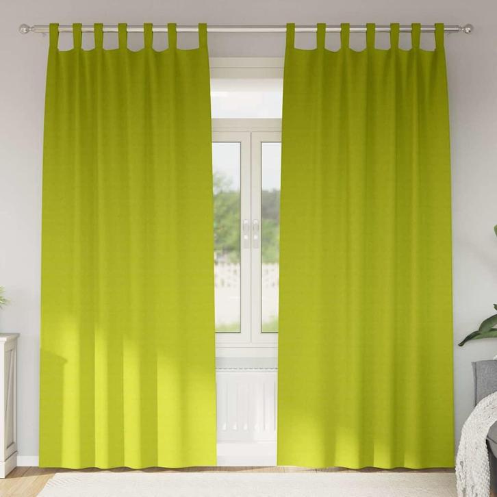 vidaXL Zwart-out Gordijnen met Ringen 2 pcs Groen 260 x 140, Huis en Inrichting, Stoffering | Gordijnen en Lamellen, Groen, Nieuw