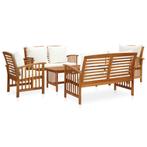 vidaXL 5-delige Loungeset met kussens massief acaciahout, Verzenden, Nieuw, Hout, Loungeset