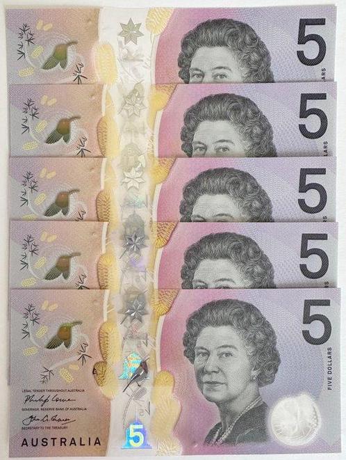 Australië. - 5 x 5 Dollars 2018 - Pick 62 - all with same, Postzegels en Munten, Munten | Nederland