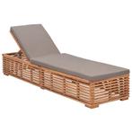 vidaXL Ligbed met donkergrijs kussen massief teakhout, Tuin en Terras, Ligbedden, Verzenden, Nieuw