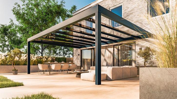 Platdak Glasveranda vrijstaand - LAAGSTE PRIJSGARANTIE, Tuin en Terras, Overkappingen, Nieuw, Veranda