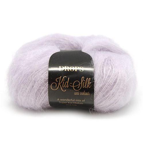 DROPS Kid-Silk Uni Colour - 09 licht lavendel - Mohair Gar, Hobby en Vrije tijd, Breien en Haken, Ophalen of Verzenden