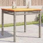 vidaXL Tuintafel 80x80x75 cm poly rattan en acaciahout grijs, Verzenden, Nieuw