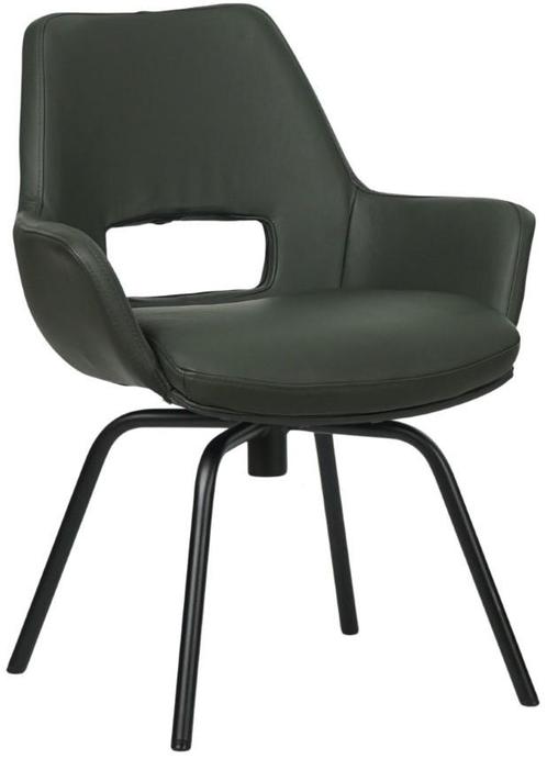 Donkergroene leren  draaibare eetkamerstoel - Toledo Leer Ve, Huis en Inrichting, Stoelen, Overige kleuren, Nieuw, Leer, Ophalen of Verzenden