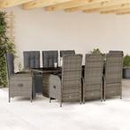 vidaXL 9-delige Tuinset met kussens poly rattan grijs, Tuin en Terras, Tuinsets en Loungesets, Nieuw, 8 zitplaatsen, Tuinset, Verzenden