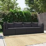 vidaXL 4-delige Loungeset met kussens poly rattan zwart, Verzenden, Nieuw, Rotan, Loungeset